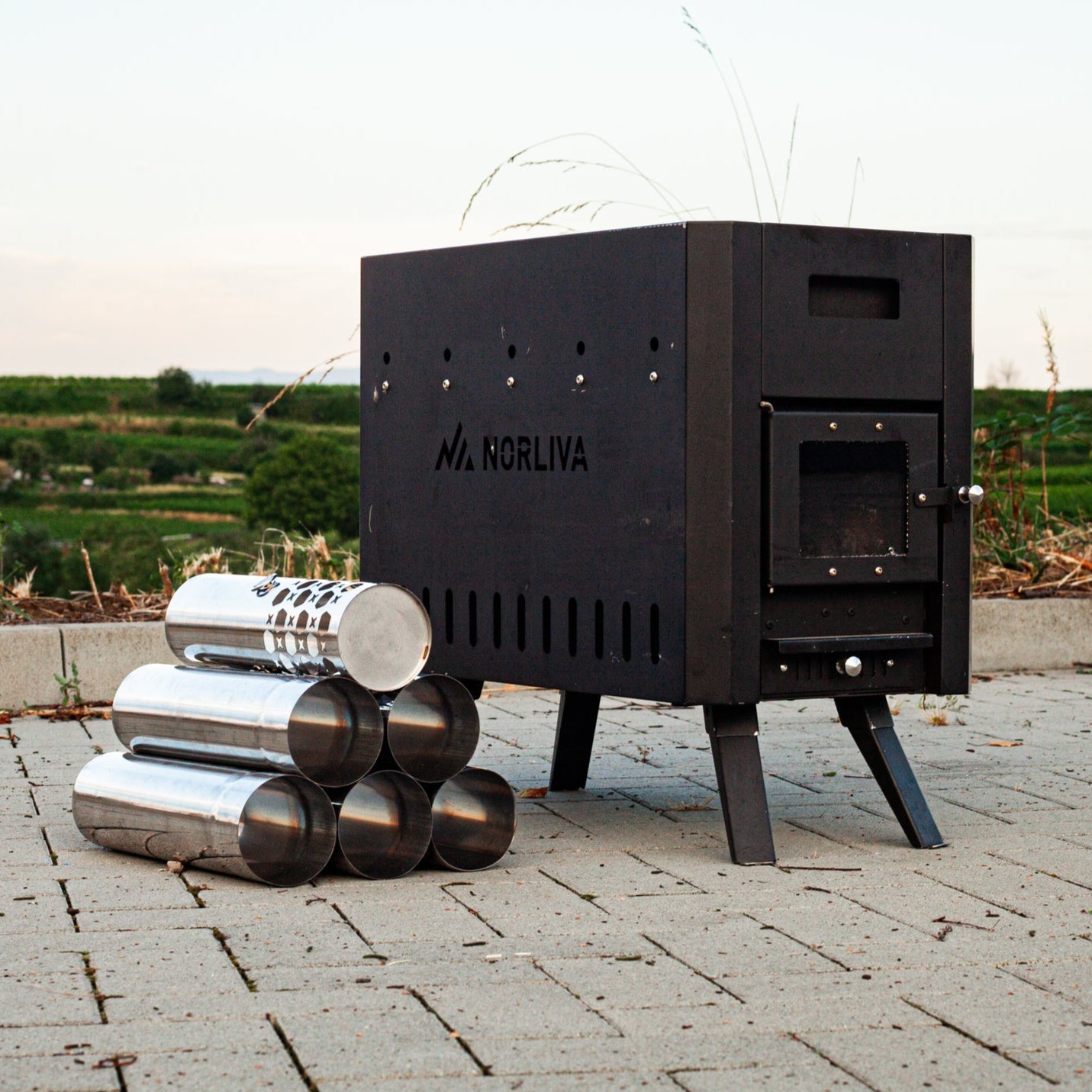 Ensemble : tente sauna Dalen + poêle + accessoires sauna + protection pluie