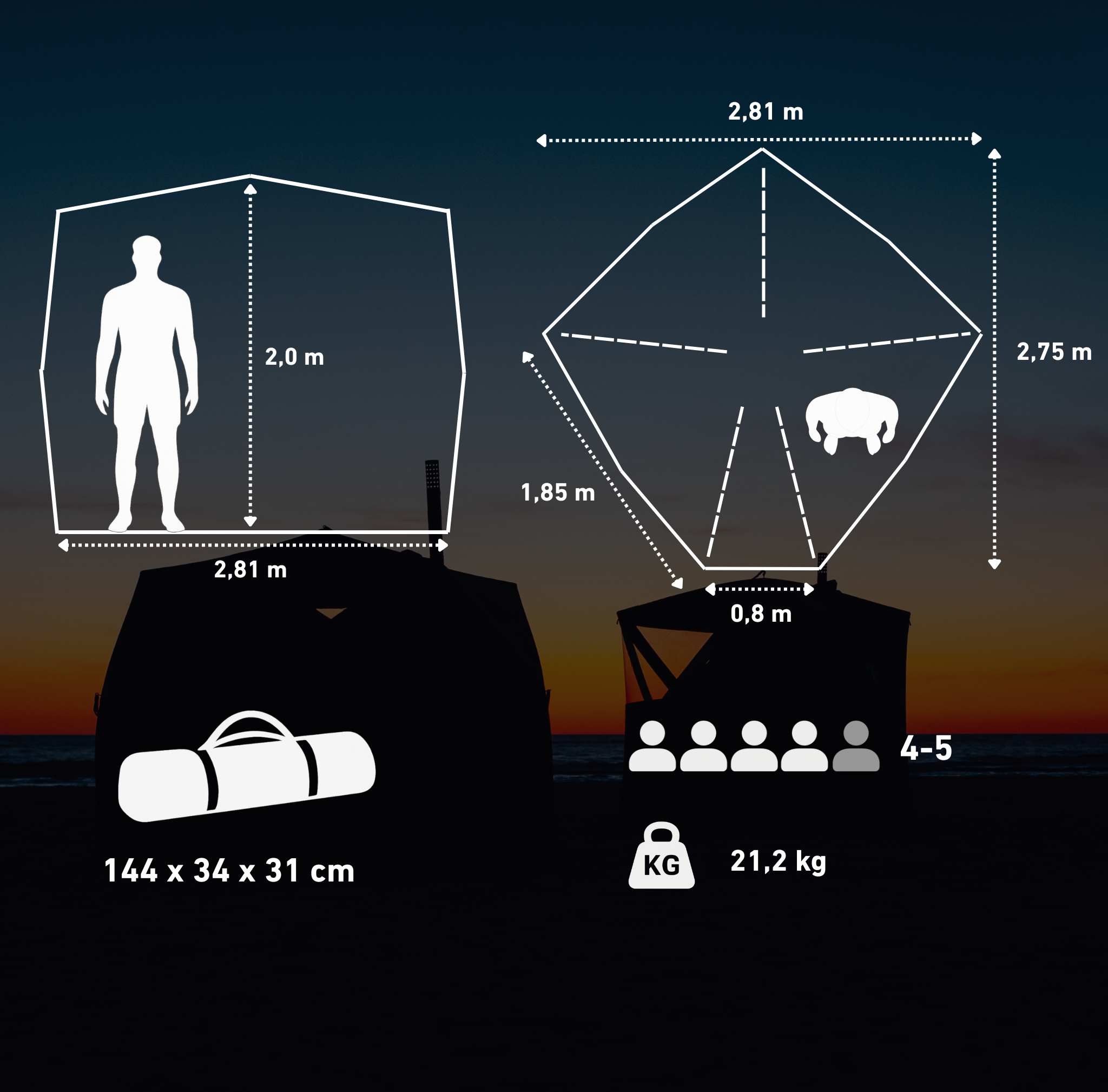 Set: Tente de sauna Dalen 3.0 + poêle + accessoires de sauna + housse de protection contre la pluie + banc à deux niveaux
