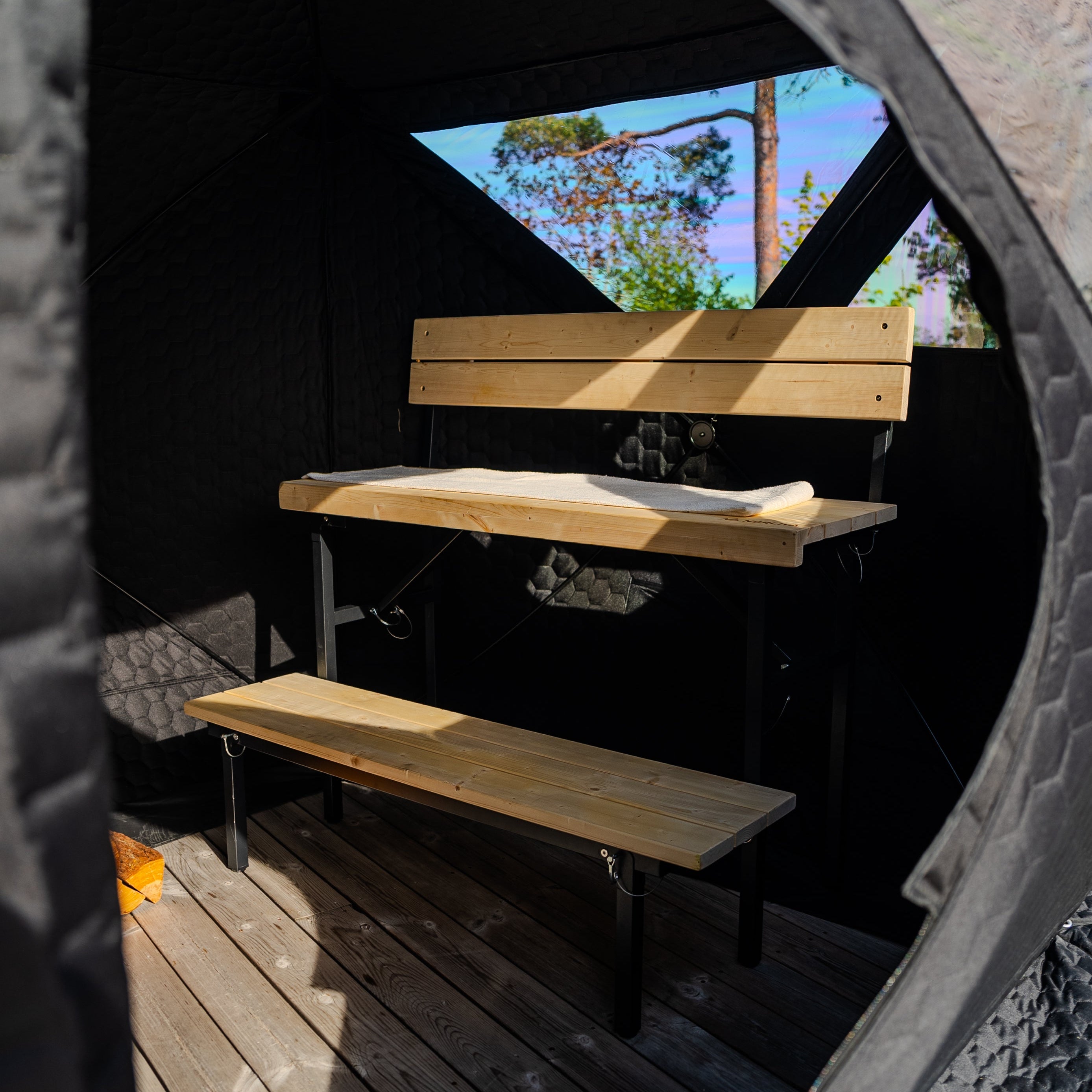 Ensemble : tente sauna Isen 2.0 + poêle + accessoires sauna