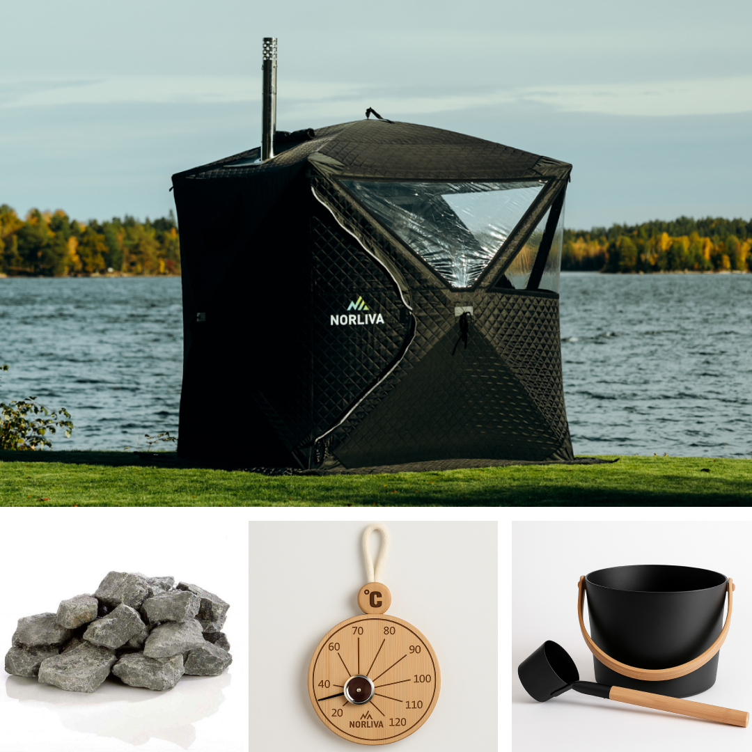 Ensemble : Tente sauna Isen + Poêle + Accessoires sauna