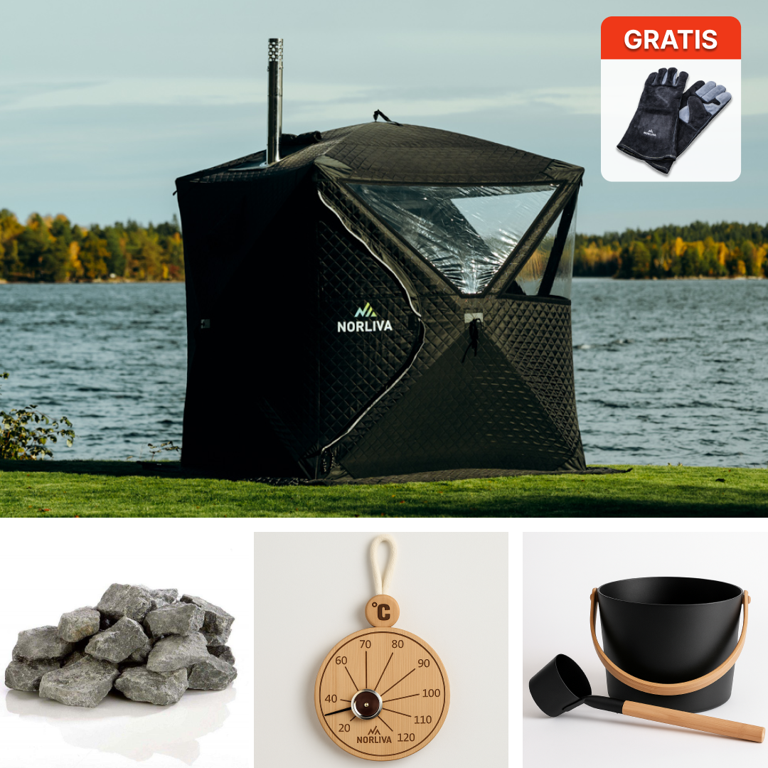 Ensemble : Tente sauna Isen + Poêle + Accessoires sauna
