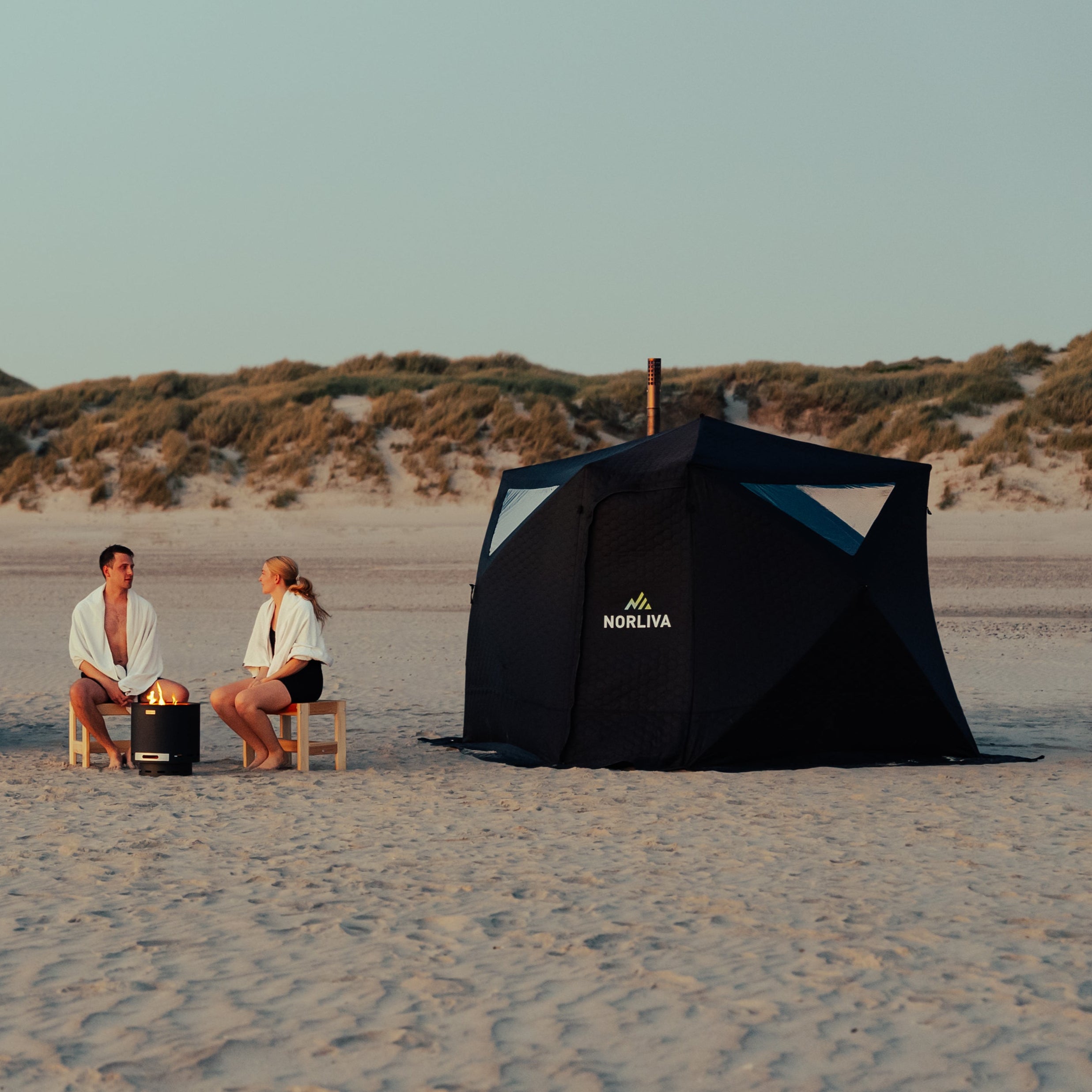 Set: Saunazelt Fjorden + Ofen + Sauna-Zubehör
