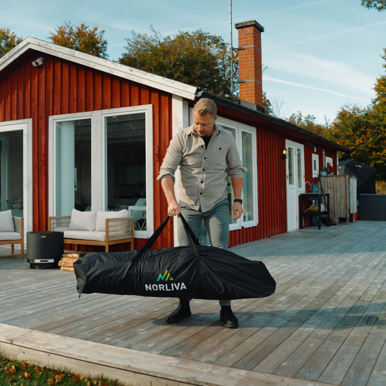 Ensemble : tente sauna Dalen + poêle + accessoires sauna + protection pluie