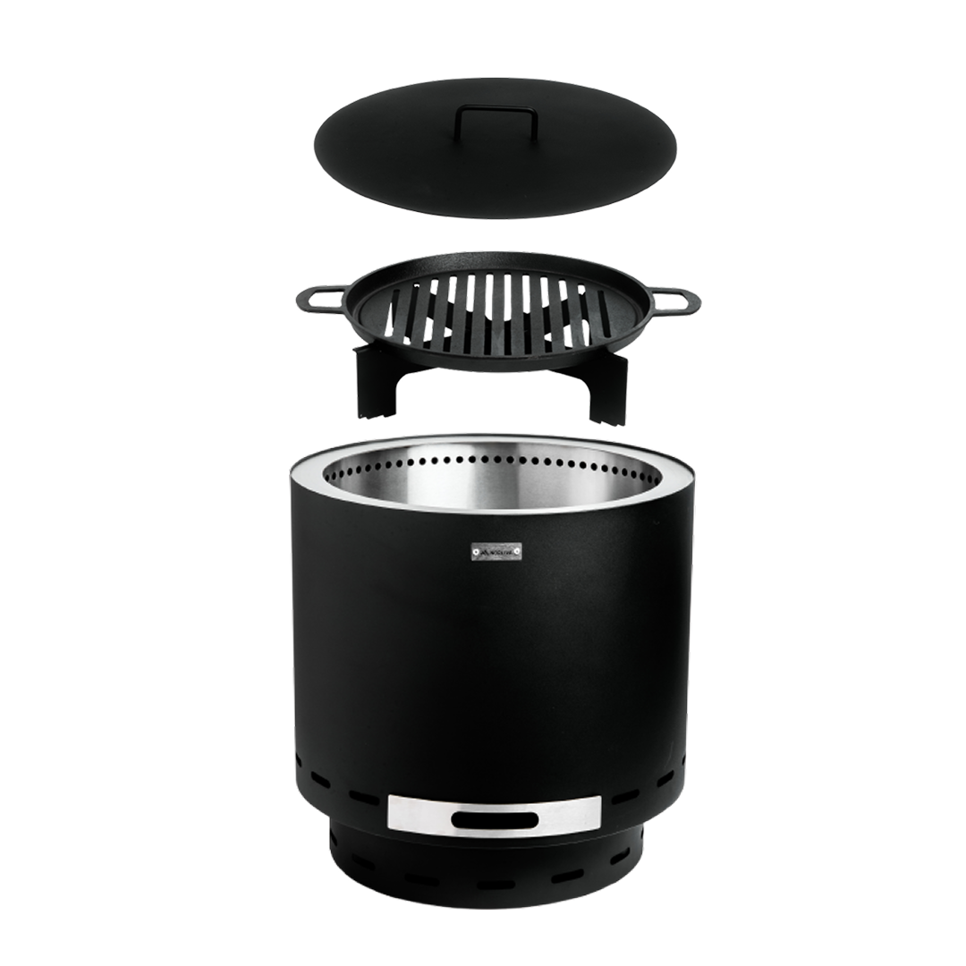 Ensemble : Skara + couvercle + grille en fonte