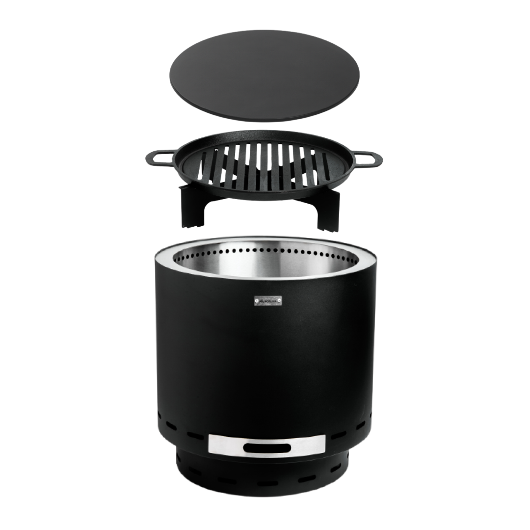 Ensemble : Skara + couvercle + grille en fonte