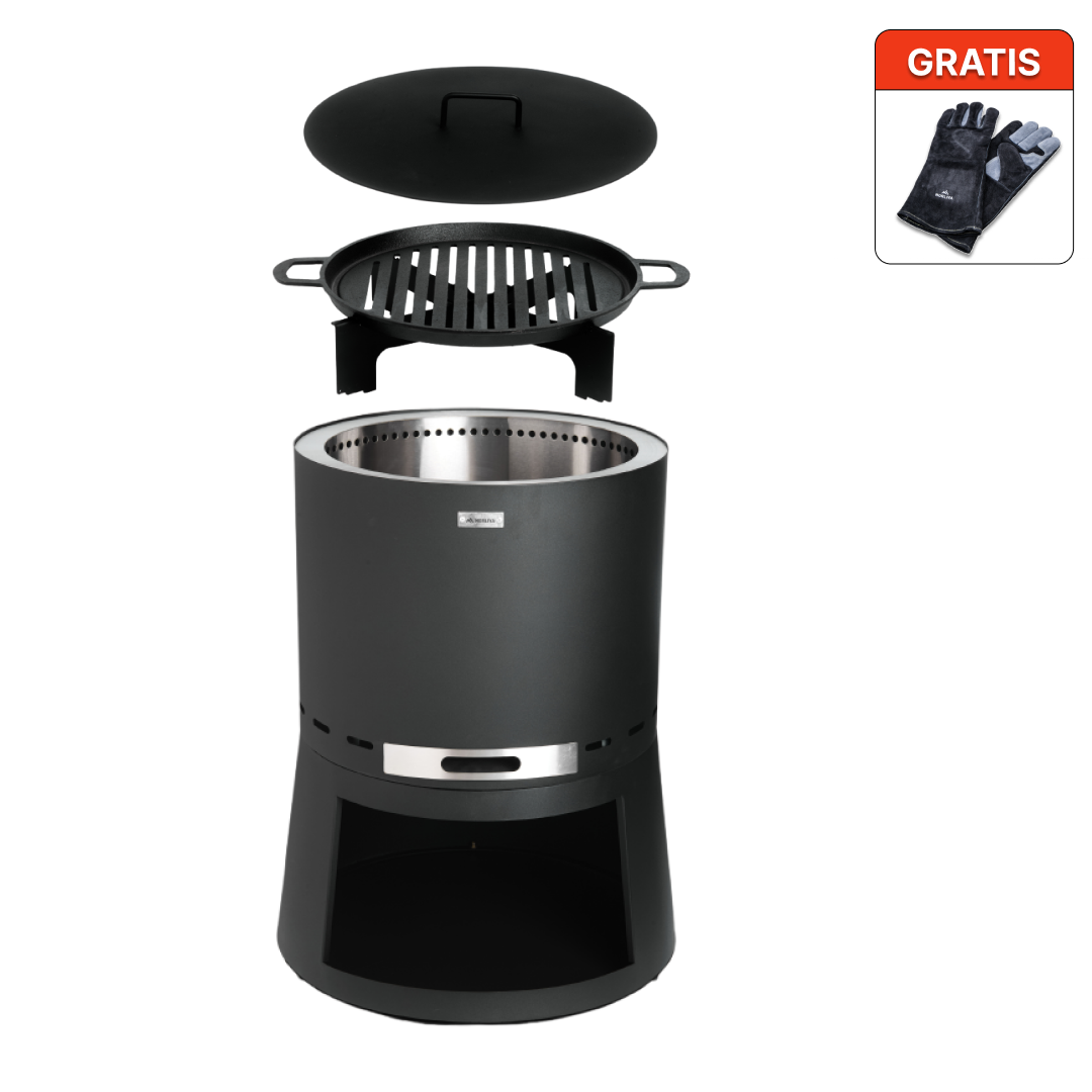 Set : Skara Pluss + couvercle + grille en fonte