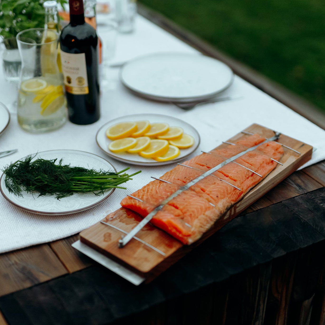 Planche à saumon flambé pour brasero