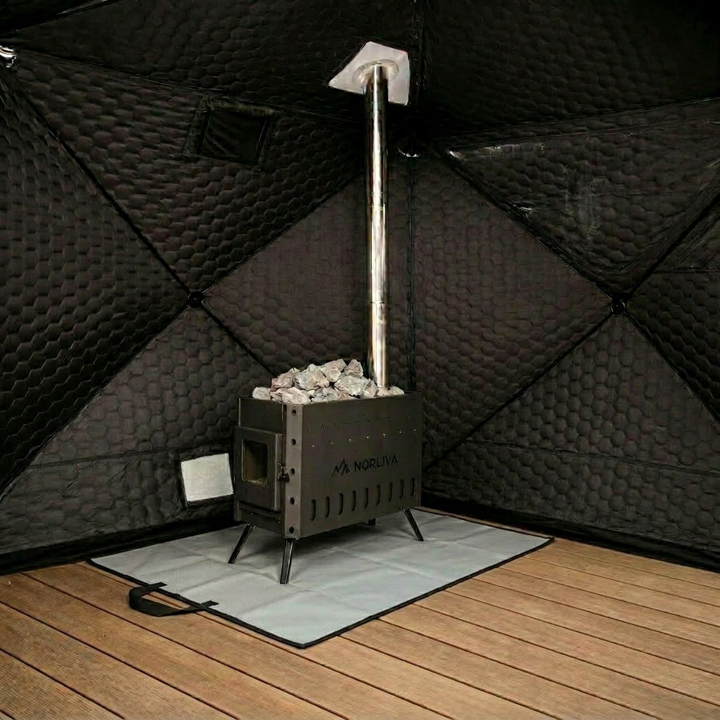 Ensemble : Tente de sauna Dalen 3.0 + poêle + accessoires de sauna