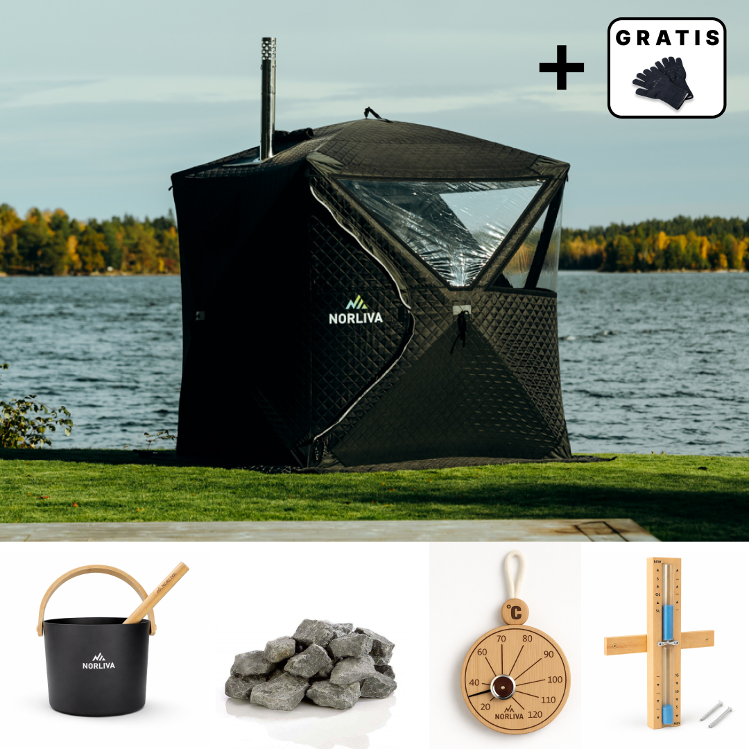 Ensemble : Tente sauna Isen + Poêle + Accessoires sauna