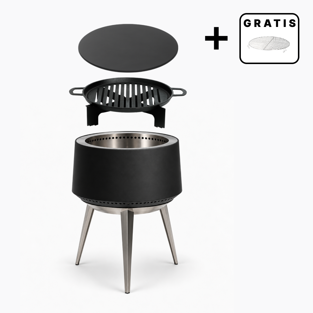 Ensemble : Juna Pluss + couvercle + grille de cuisson en fonte