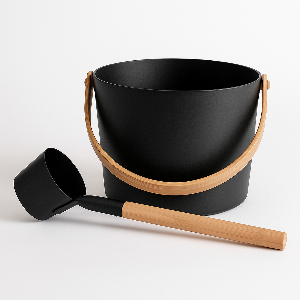 Seau et louche pour sauna