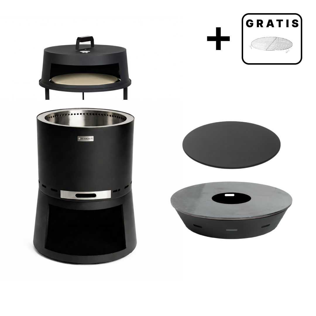 Ensemble : Skara Pluss + couvercle + plaque de cuisson pour brasero + accessoire four à pizza