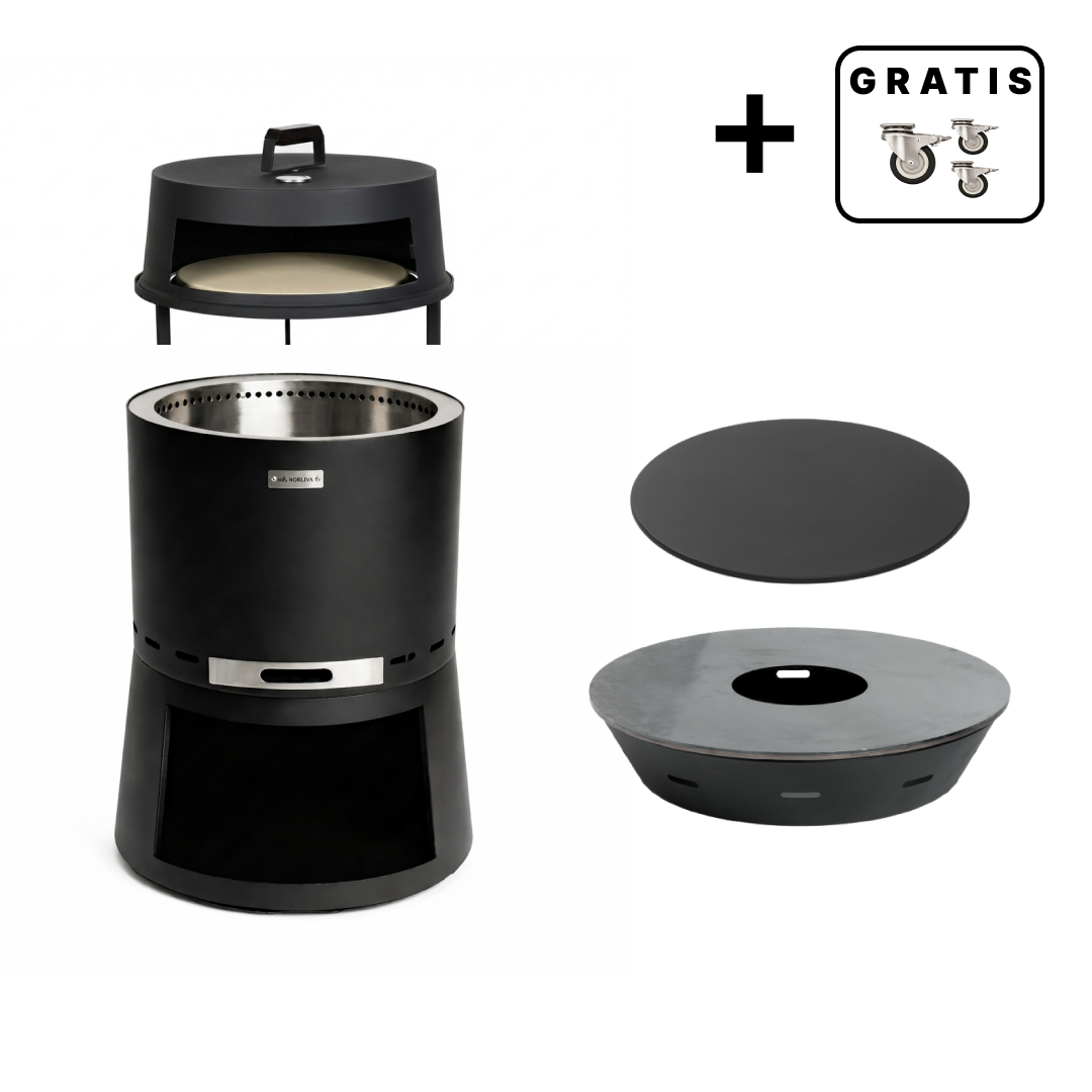 Set : Skara Pluss + Couvercle + Barbecue avec plaques de cuisson + Accessoire de four à pizza