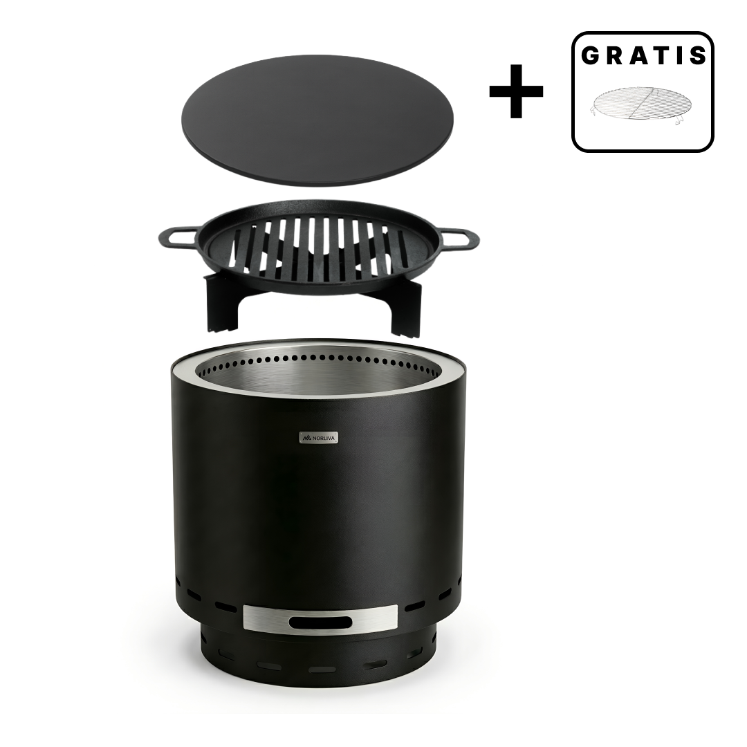 Ensemble : Skara + couvercle + grille de cuisson en fonte