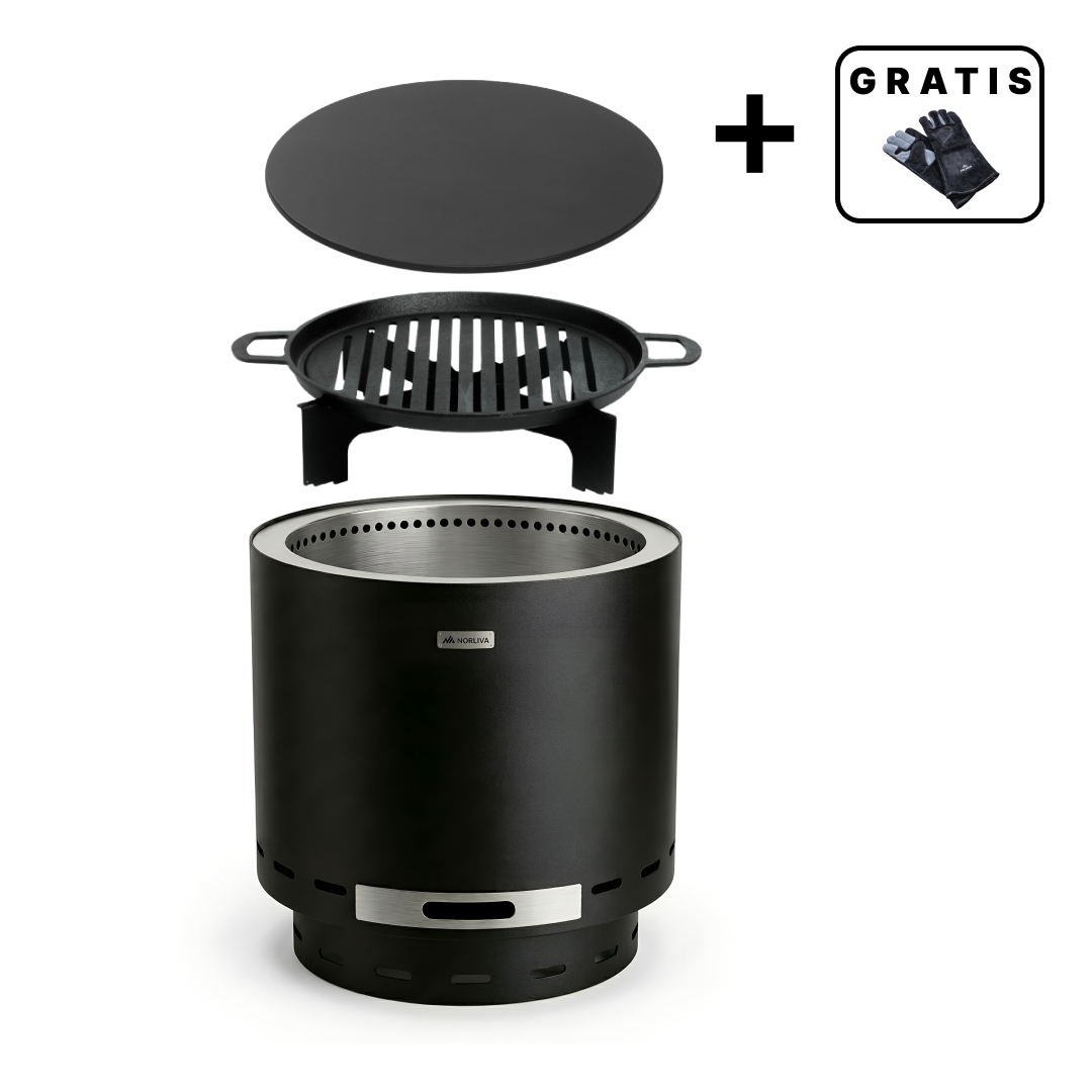 Ensemble : Skara + Couvercle + Grille de barbecue en fonte