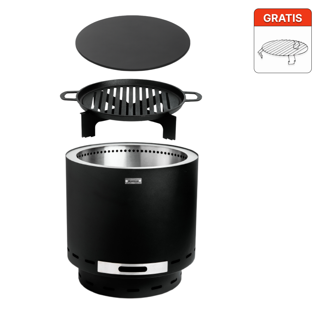 Ensemble : Skara + couvercle + grille en fonte