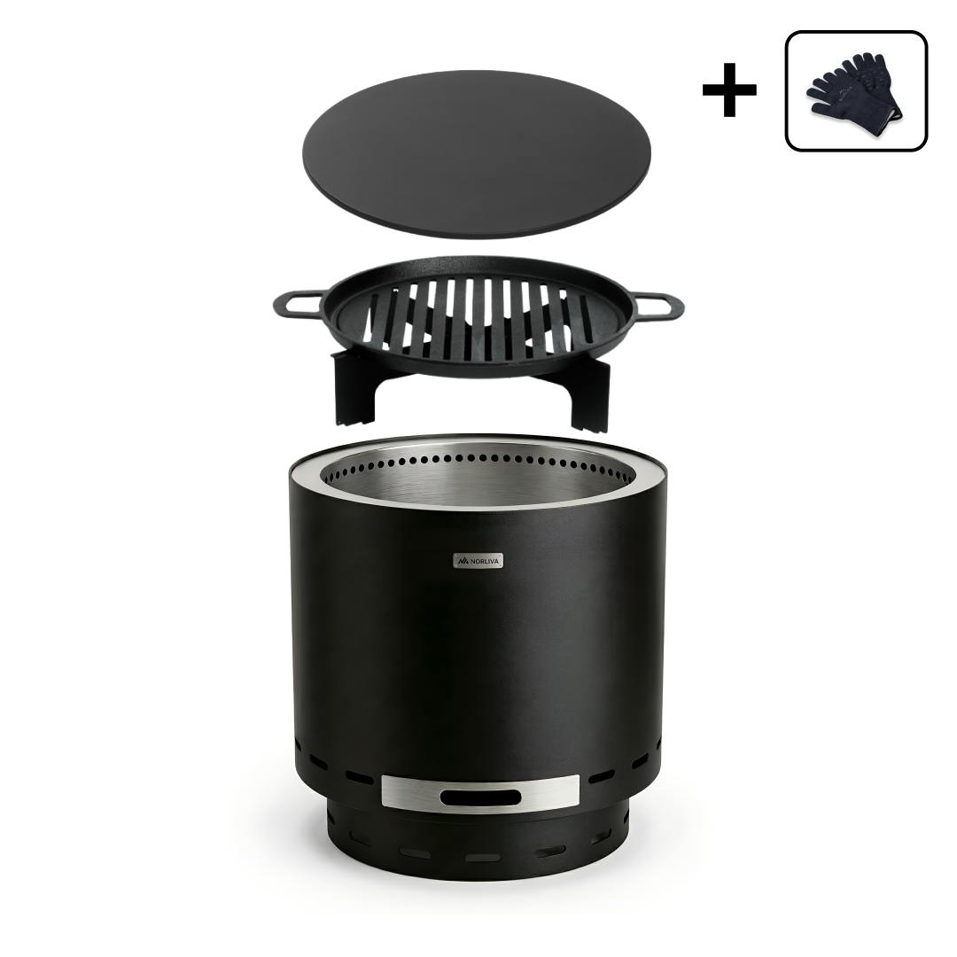 Ensemble : Skara + couvercle + grille en fonte