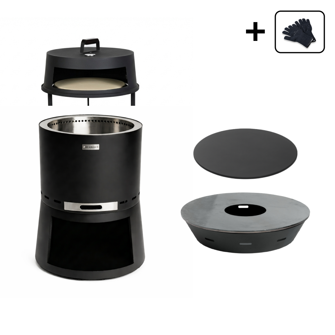 Set : Skara Pluss + Couvercle + Barbecue avec plaques de cuisson + Accessoire de four à pizza